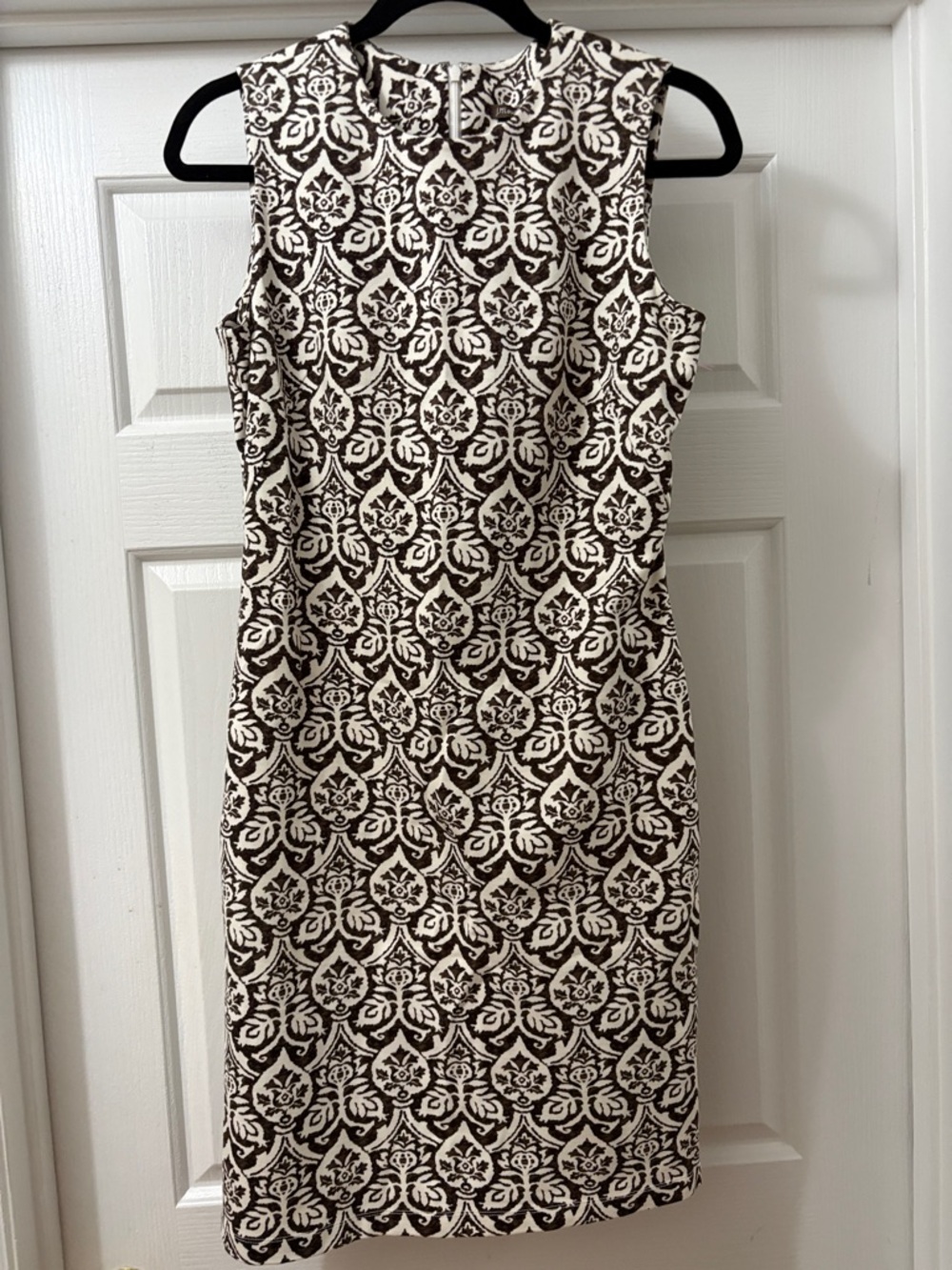 Sleeveless Cream and Brown Patterned Mini Dress